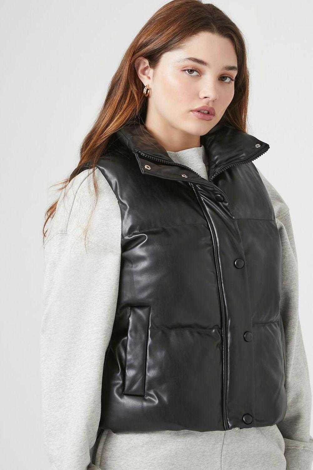 Faux Leather Quilted Puffer Vest | Forever 21 Product Image