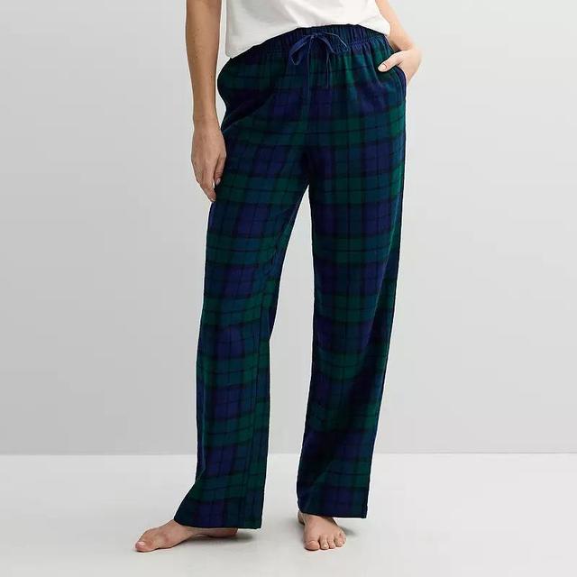 Womens Sonoma Goods For Life Flannel Pajama Pants Ivory Everyday Plaid Product Image