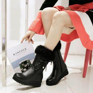 Faux Fur Trim Short Boots Product Image