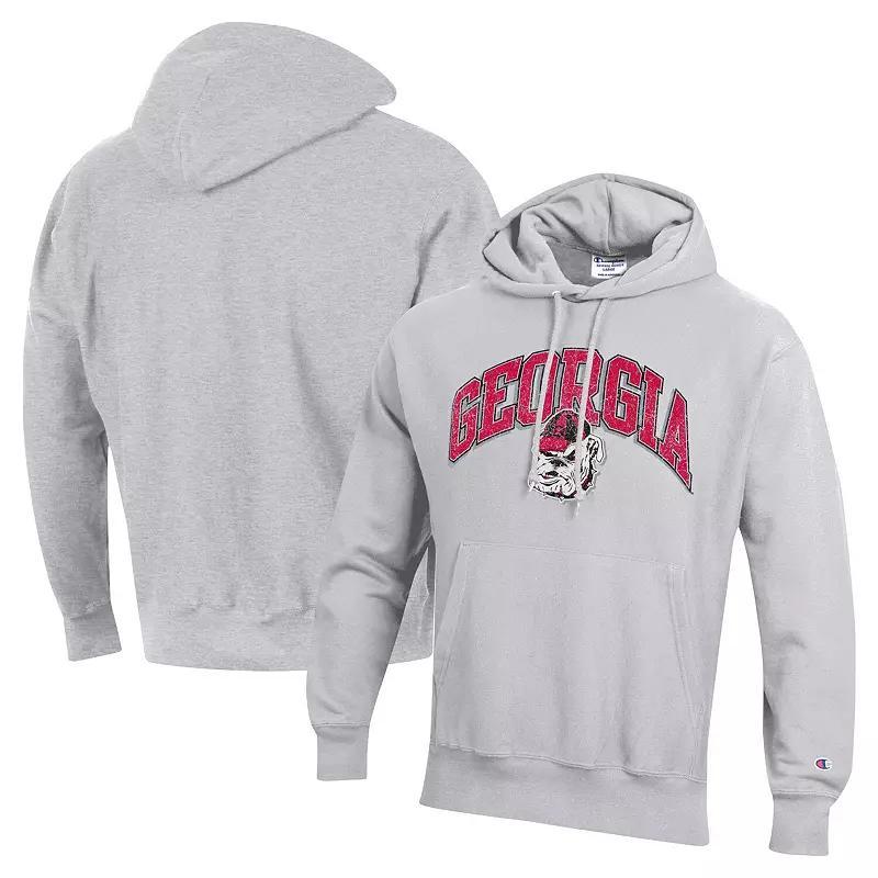 Mens Champion Heather Gray Georgia Bulldogs Vault Late Night Reverse Weave Pullover Hoodie Product Image