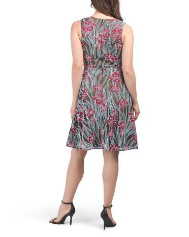 Macie Sleeveless Floral Embroidered Midi Dress for Women | Polyester/Nylon Product Image