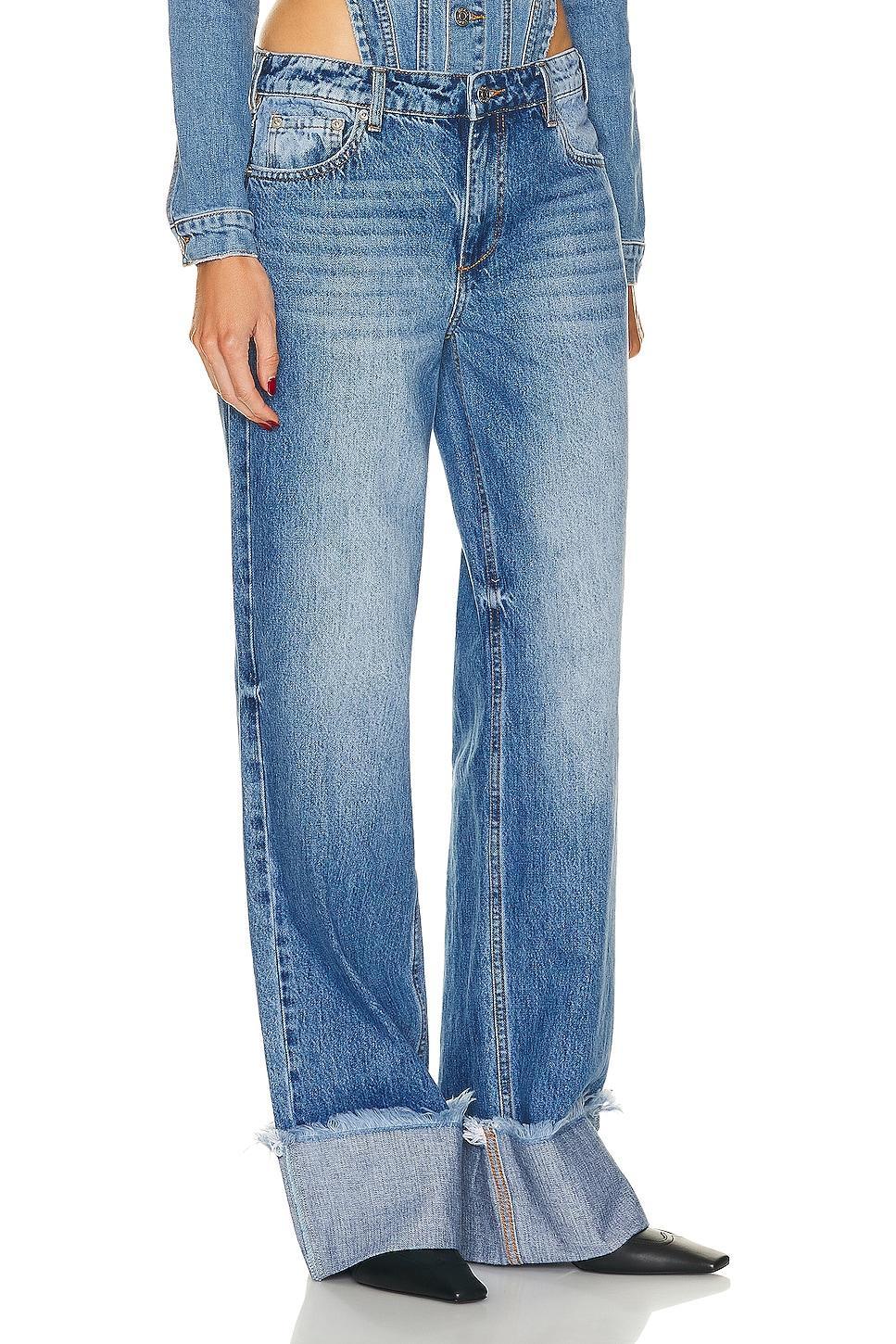 SER.O.YA Marcot Cuffed Wide Leg in River - Blue. Size 29 (also in 31). Product Image