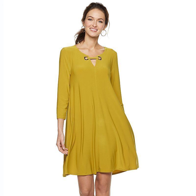 Womens Nina Leonard Embellished Keyhole Swing Dress product image