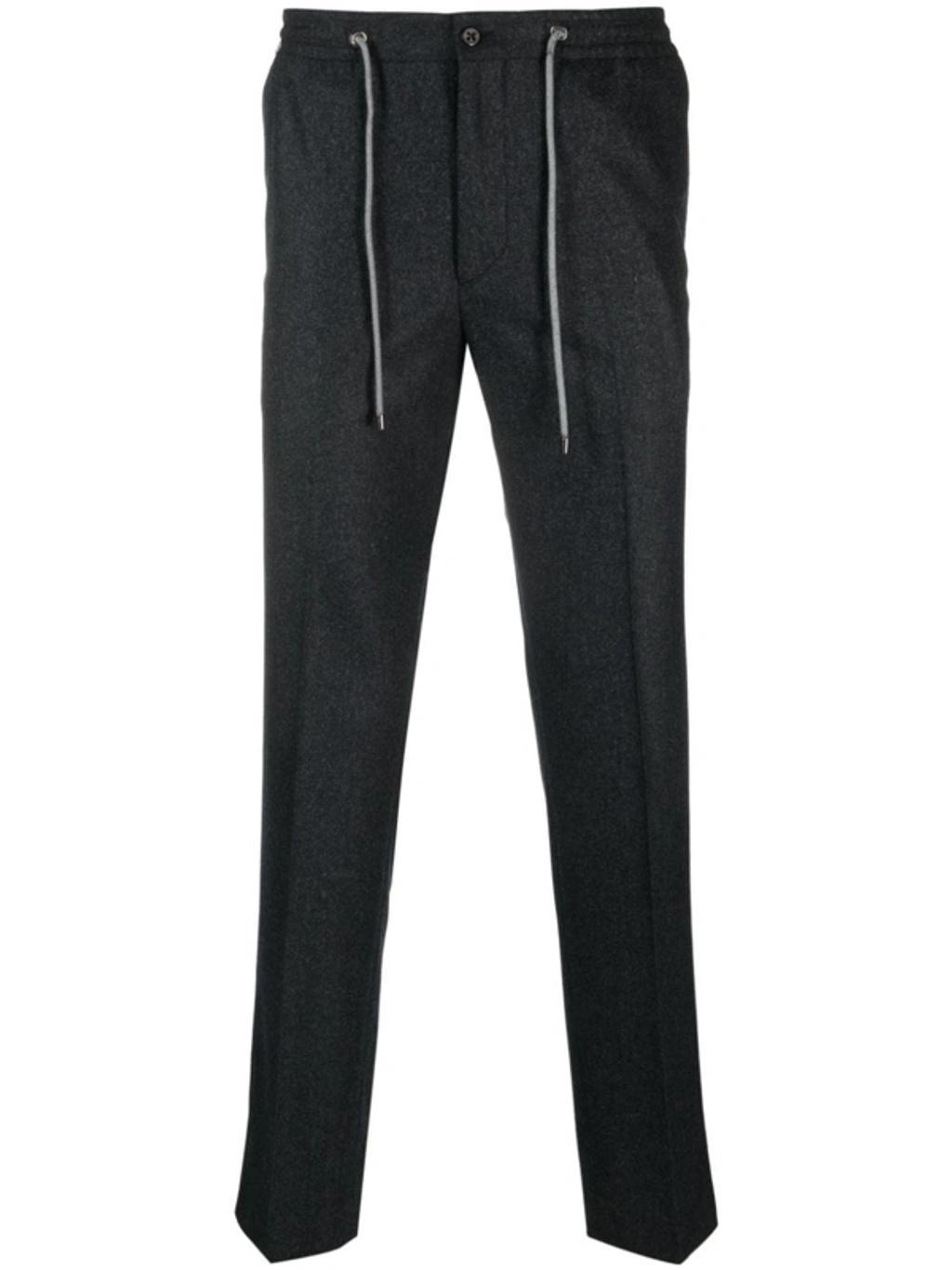 Straight-leg Drawstring Trousers In Blue Product Image