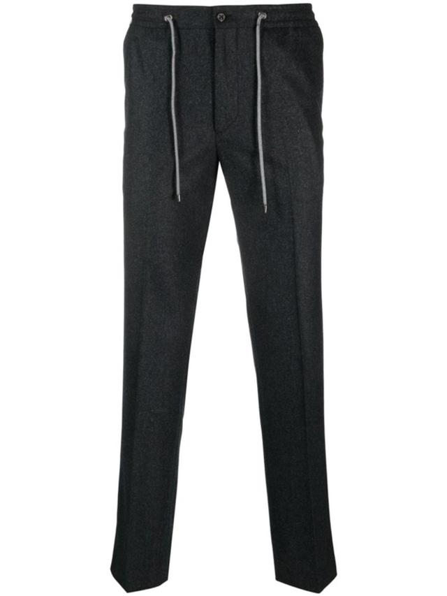 Straight-leg Drawstring Trousers In Grey Product Image