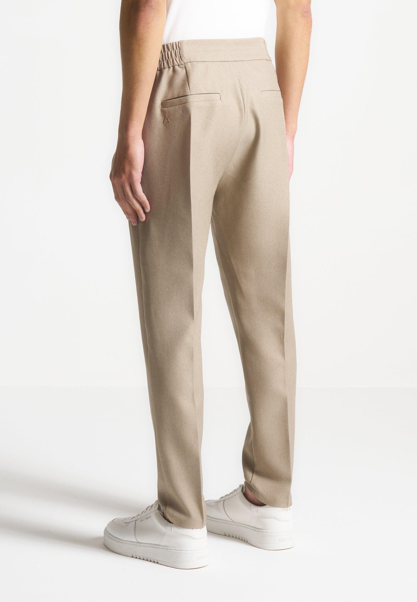 Slim Fit Tailored Trousers - Beige Male Product Image