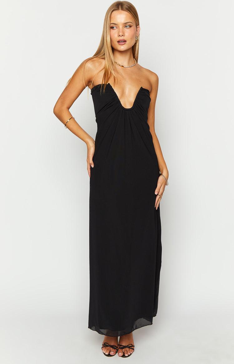 Braelyn Black Strapless Maxi Dress Product Image