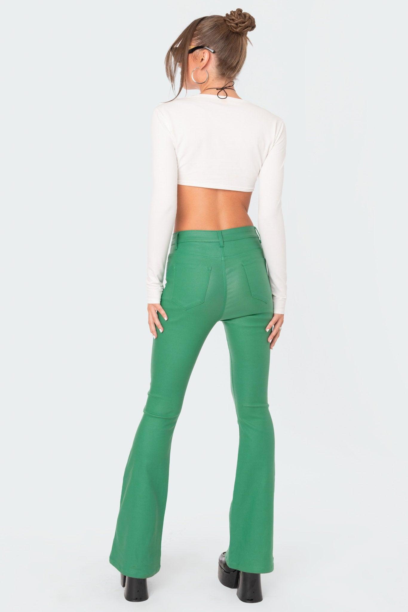 Luna Faux Leather Flare Jeans Product Image