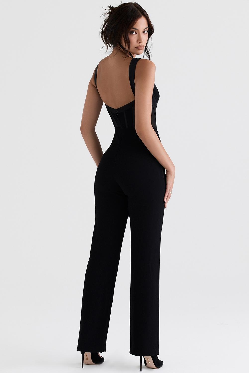 Mylene Black Corset Jumpsuit - SALE Product Image