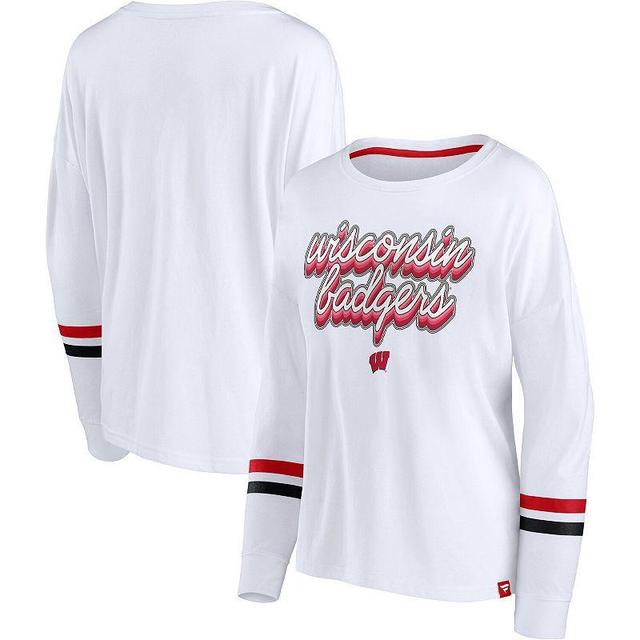 Womens Fanatics Branded Wisconsin Badgers Retro Power Striped Long Sleeve T-Shirt Product Image