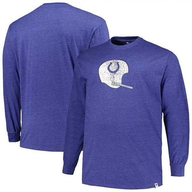 Mens Profile Heather Royal Indianapolis Colts Big & Tall Throwback Long Sleeve T-Shirt Product Image