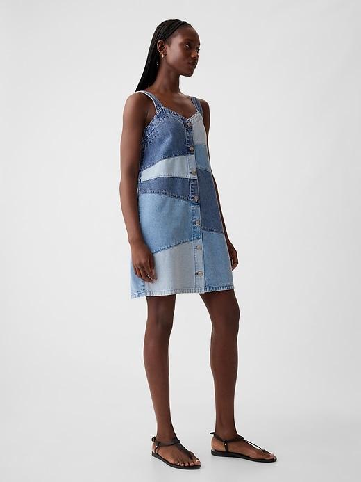 Patchwork Denim Mini Dress Product Image