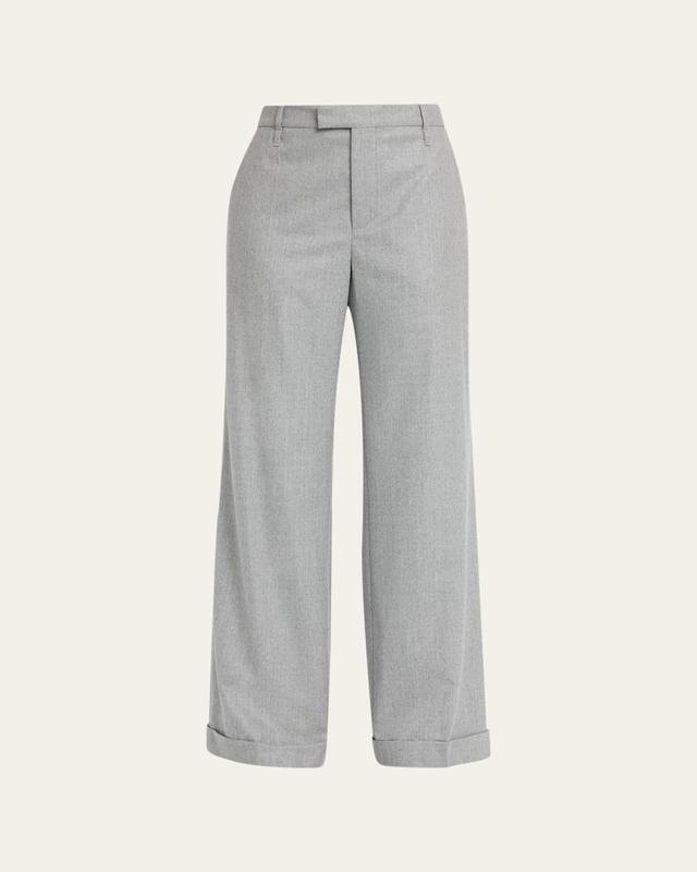 Wide-Leg Wool Flannel Trousers Product Image