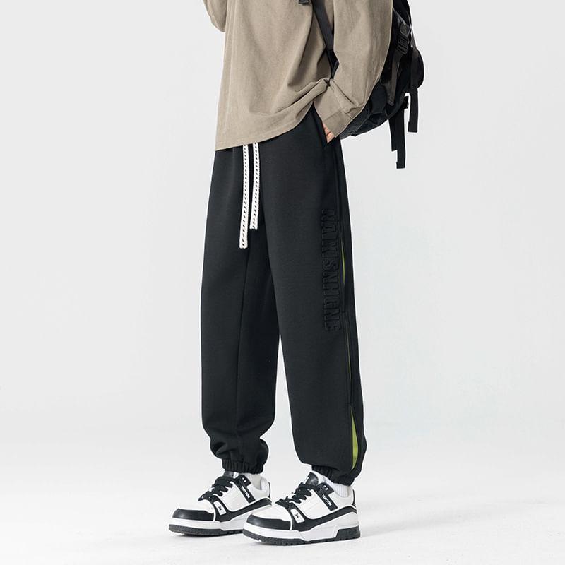 Drawstring Waist Lettering Baggy Sweatpants Product Image