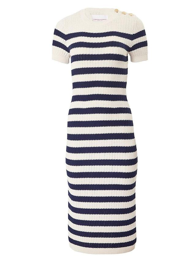 Womens Silk-Cotton Striped Knit Midi-Dress Product Image