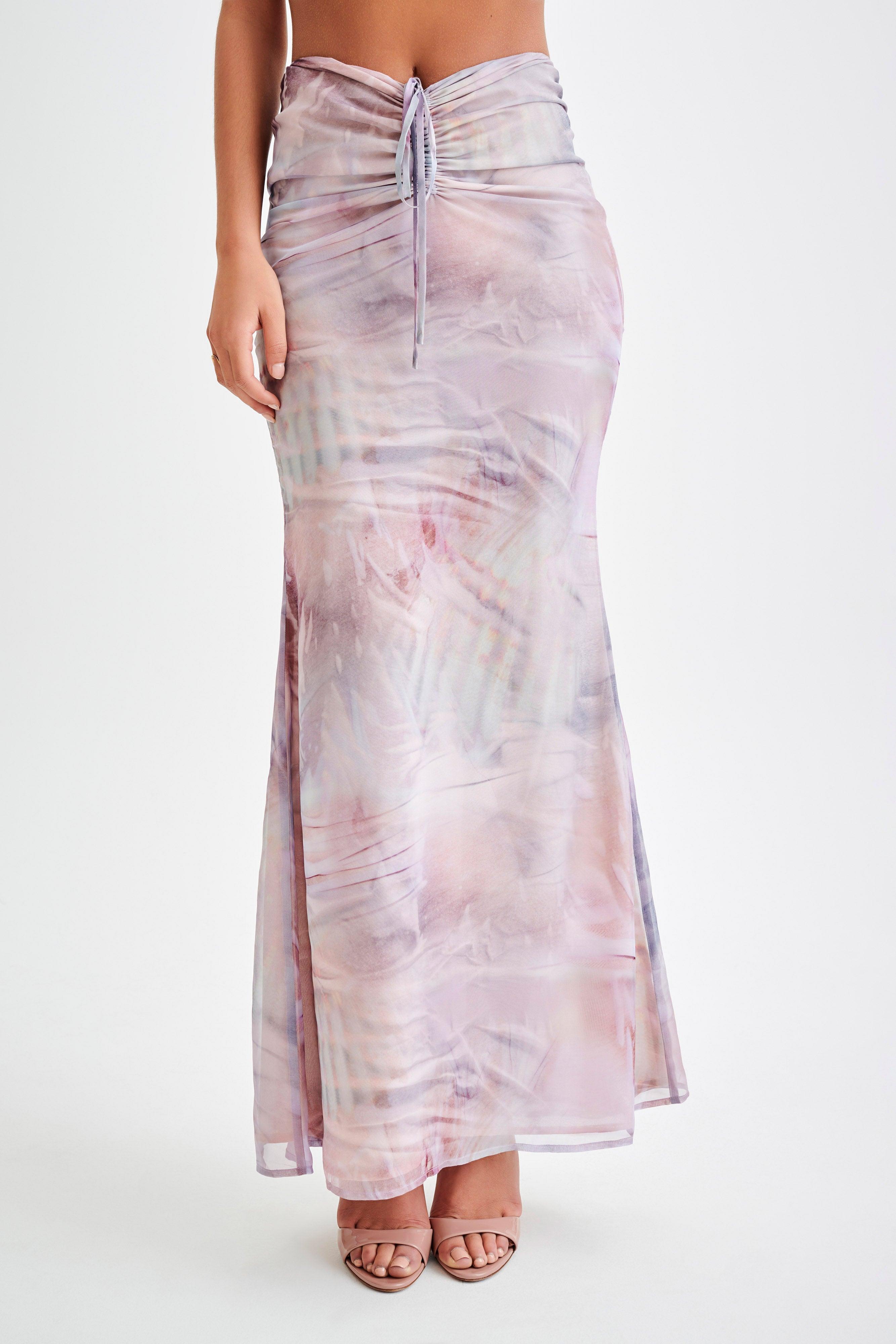 Ursula Ruched Maxi Skirt - Mermaid Shell Print Product Image