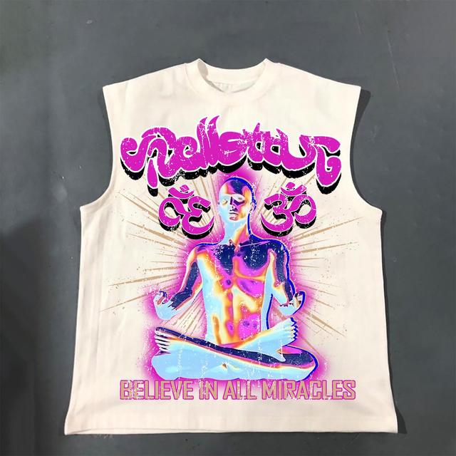 Casual Hellstar Mummy Yoga Print Cotton Tank Top Product Image