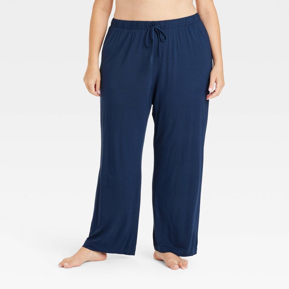 Womens Cloud Knit Pajama Pants - Auden Navy Blue 1X Product Image