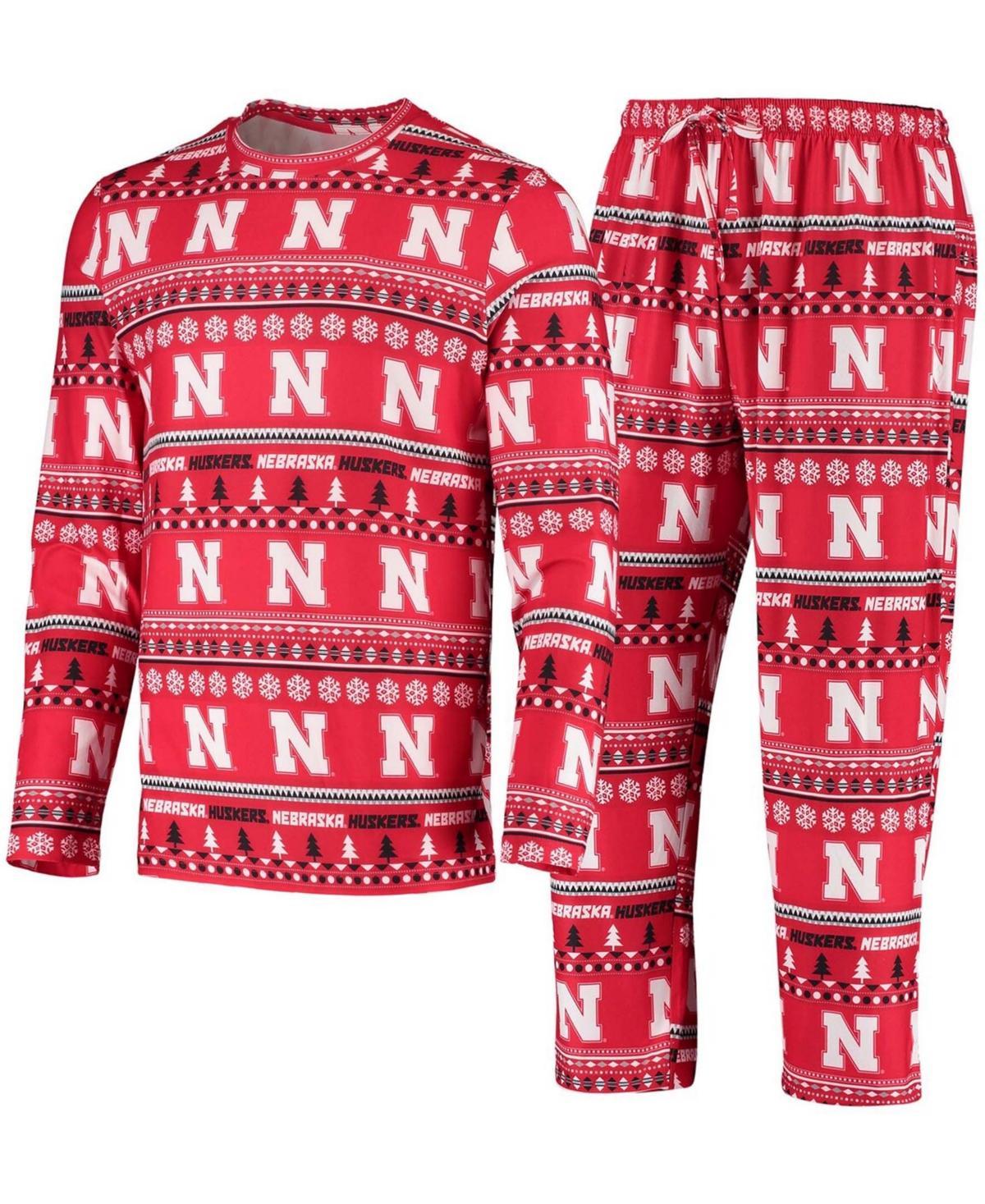 Mens Scarlet Nebraska Huskers Ugly Sweater Knit Long Sleeve Top and Pant Set product image