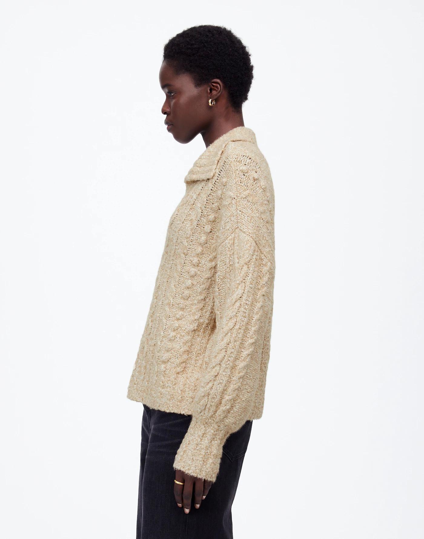 Cotton-Merino Wool Blend Cable-Knit Sweater Product Image