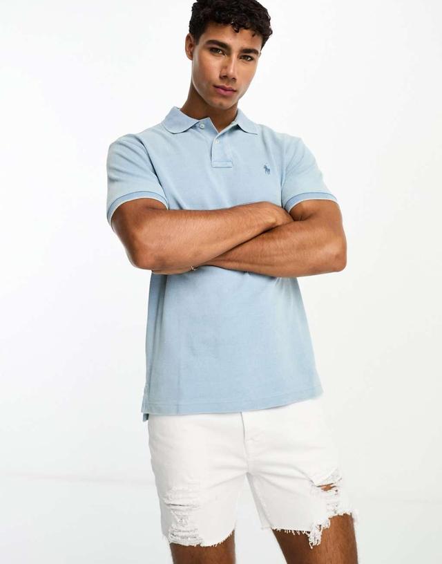 Polo Ralph Lauren icon logo pique polo slim fit in light blue Product Image