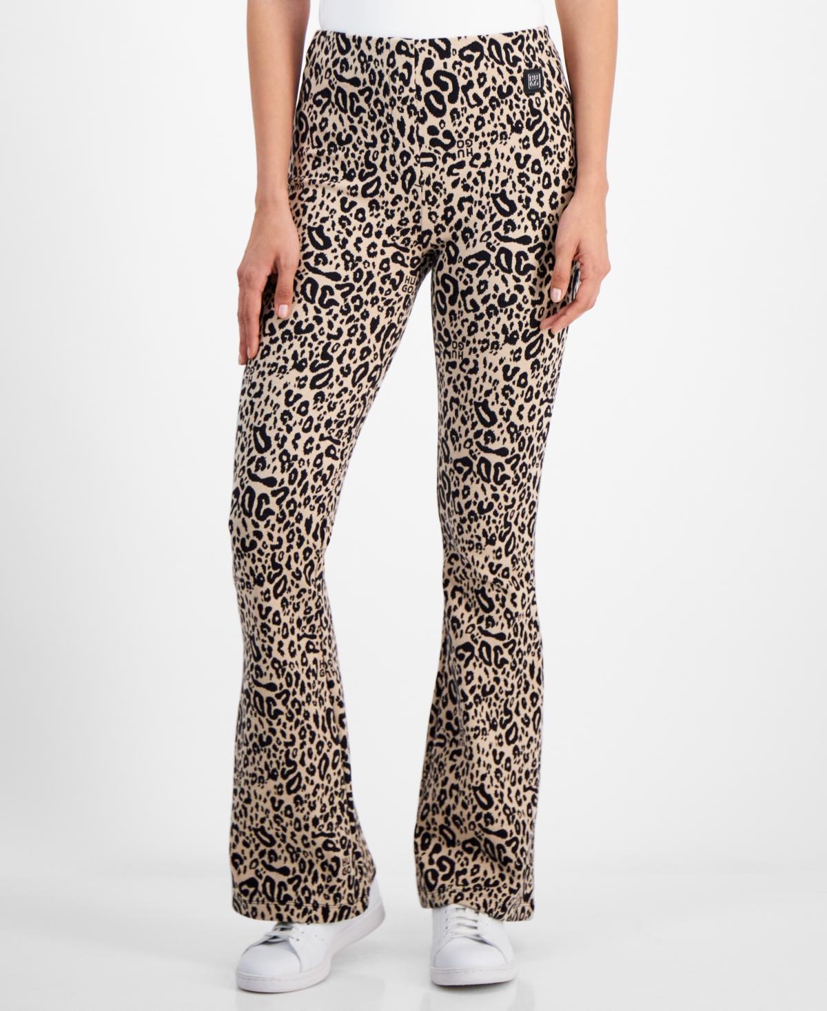 Hugo Womens Nalentine Leopard-Print Flare Pants product image