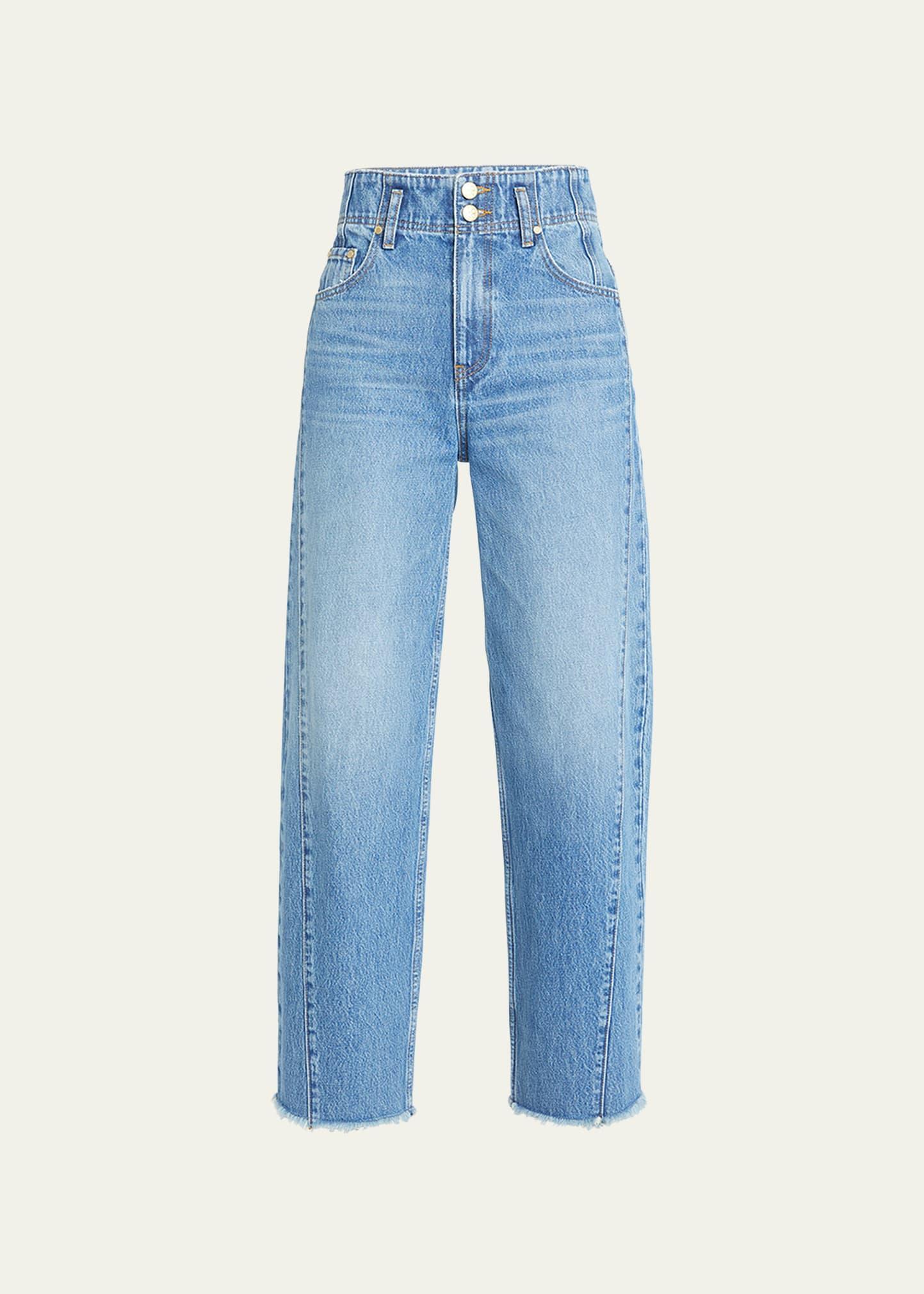 The Thea Frayed-Cuffs Cropped Straight-Leg Denim Jeans Product Image