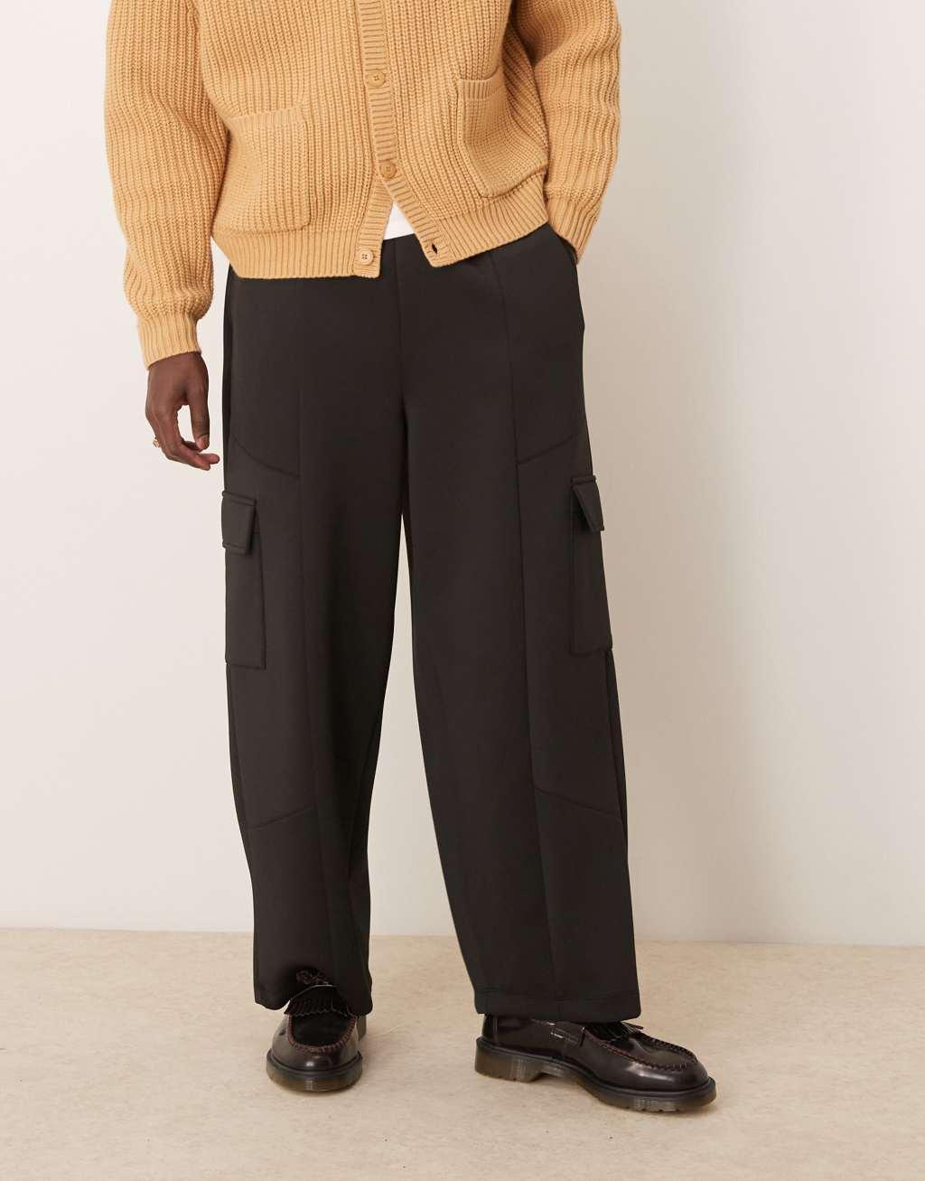 ASOS DESIGN oversized balloon sweatpants in scuba in black Product Image