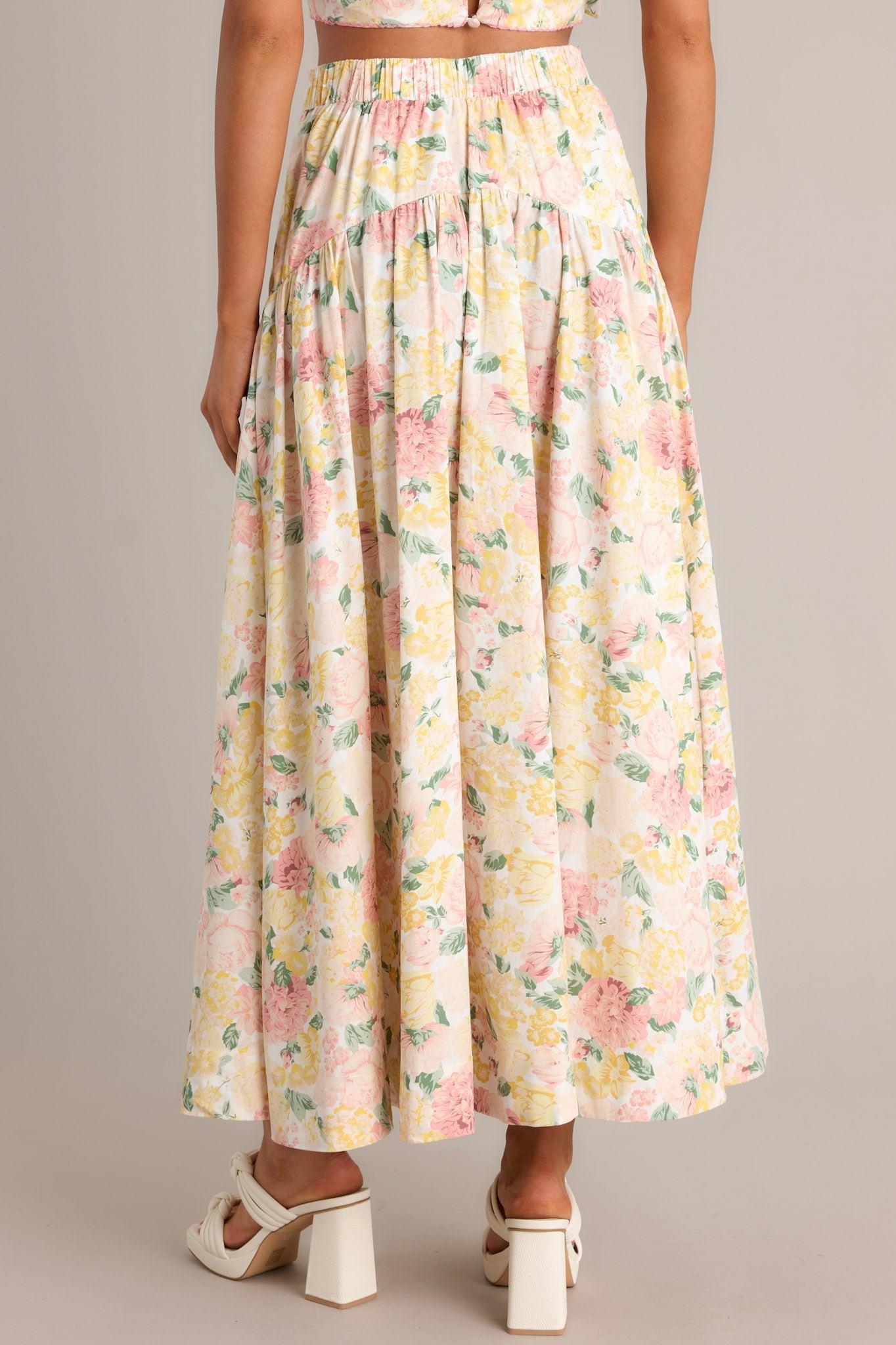 Petal Whispers Ivory Floral Maxi Skirt Product Image