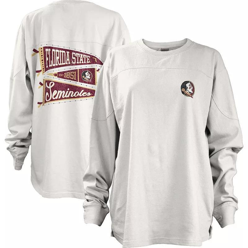 Womens Pressbox Florida State Seminoles Pennant Stack Oversized Long Sleeve T-Shirt Product Image