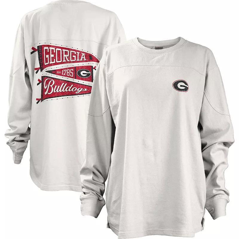 Womens Pressbox Georgia Bulldogs Pennant Stack Oversized Long Sleeve T-Shirt Product Image