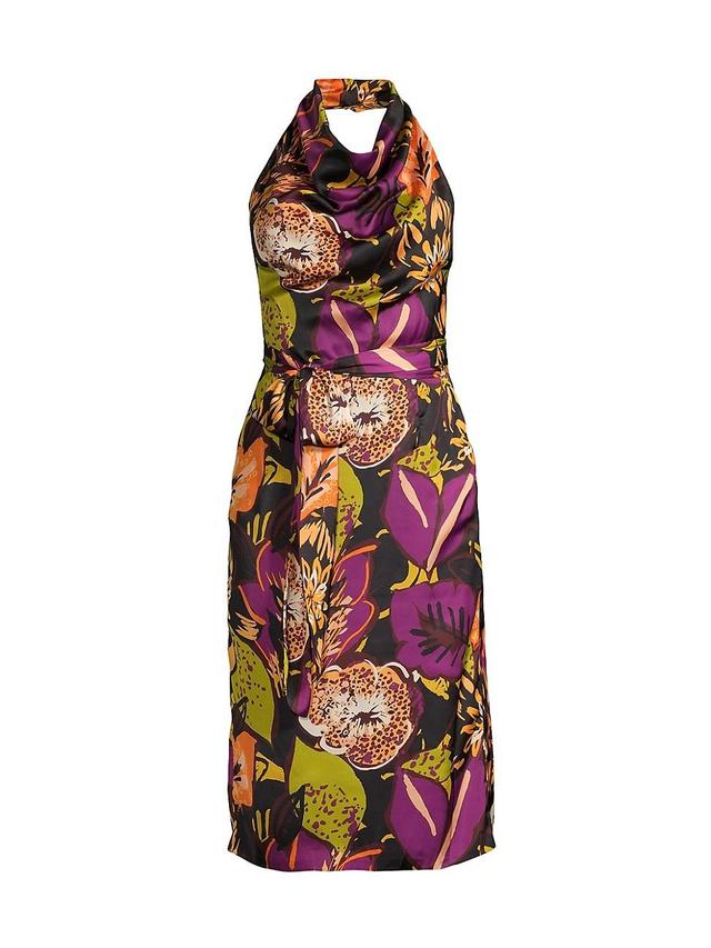 Womens Floral Cowlneck Cocktail Dress Product Image