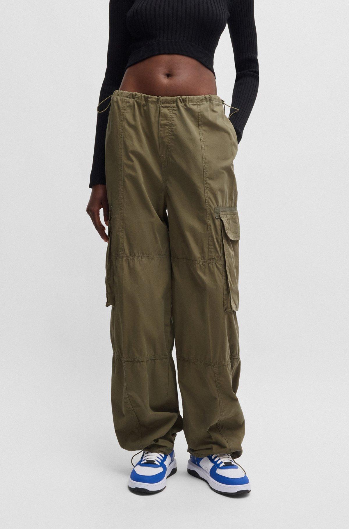 Oversize-fit parachute trousers in cotton poplin Product Image