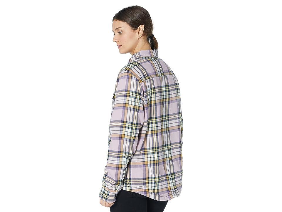 L.L.Bean Petite Fleece Lined Flannel Shirt Snap Front Plaid (Light Mauve) Women's Clothing Product Image