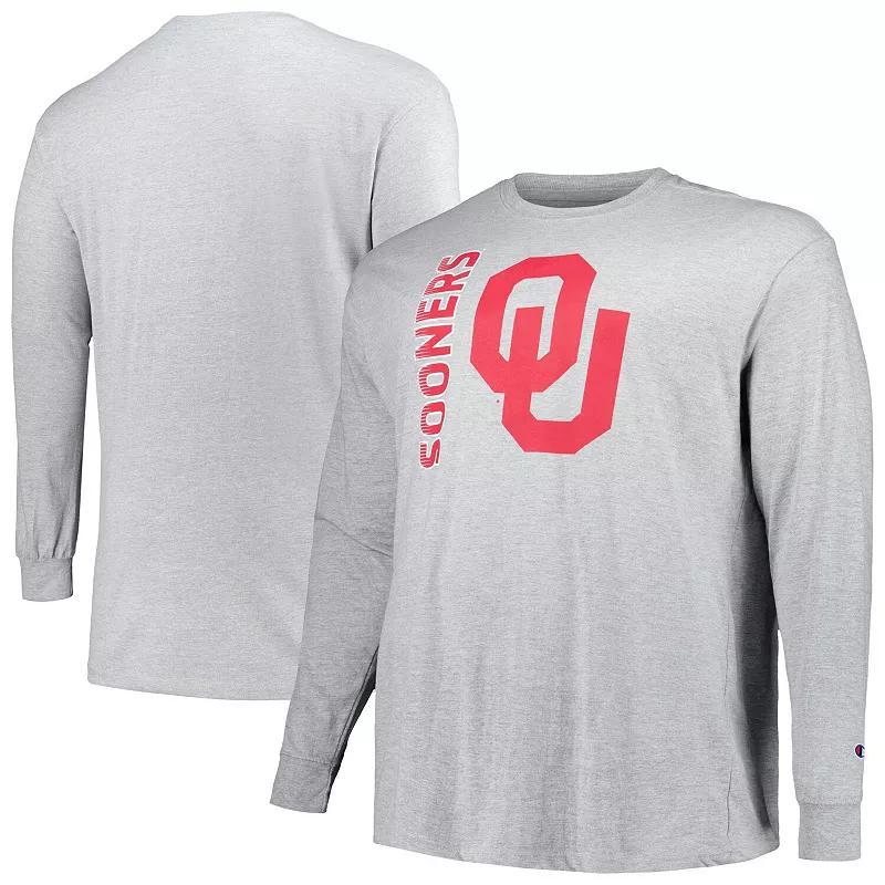 Mens Champion Heather Gray Oklahoma Sooners Big & Tall Mascot Long Sleeve T-Shirt Product Image