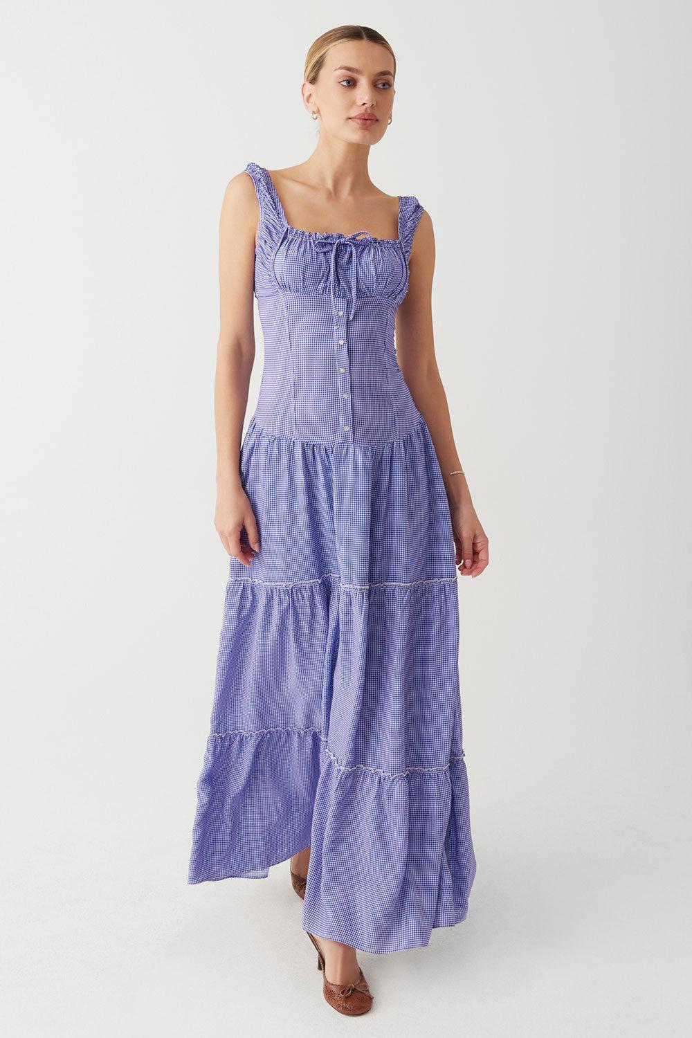 Christabelle Ruffle Maxi Dress - Sailor Gingham Product Image