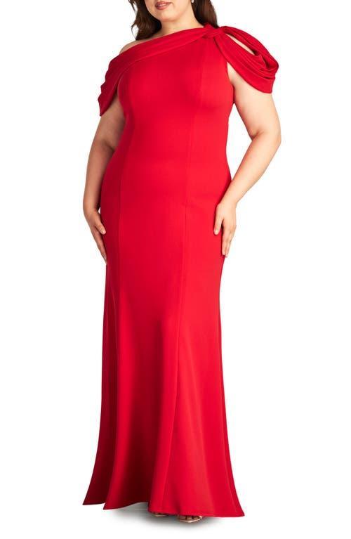 Womens Plus One-Shoulder Crepe Gown Product Image