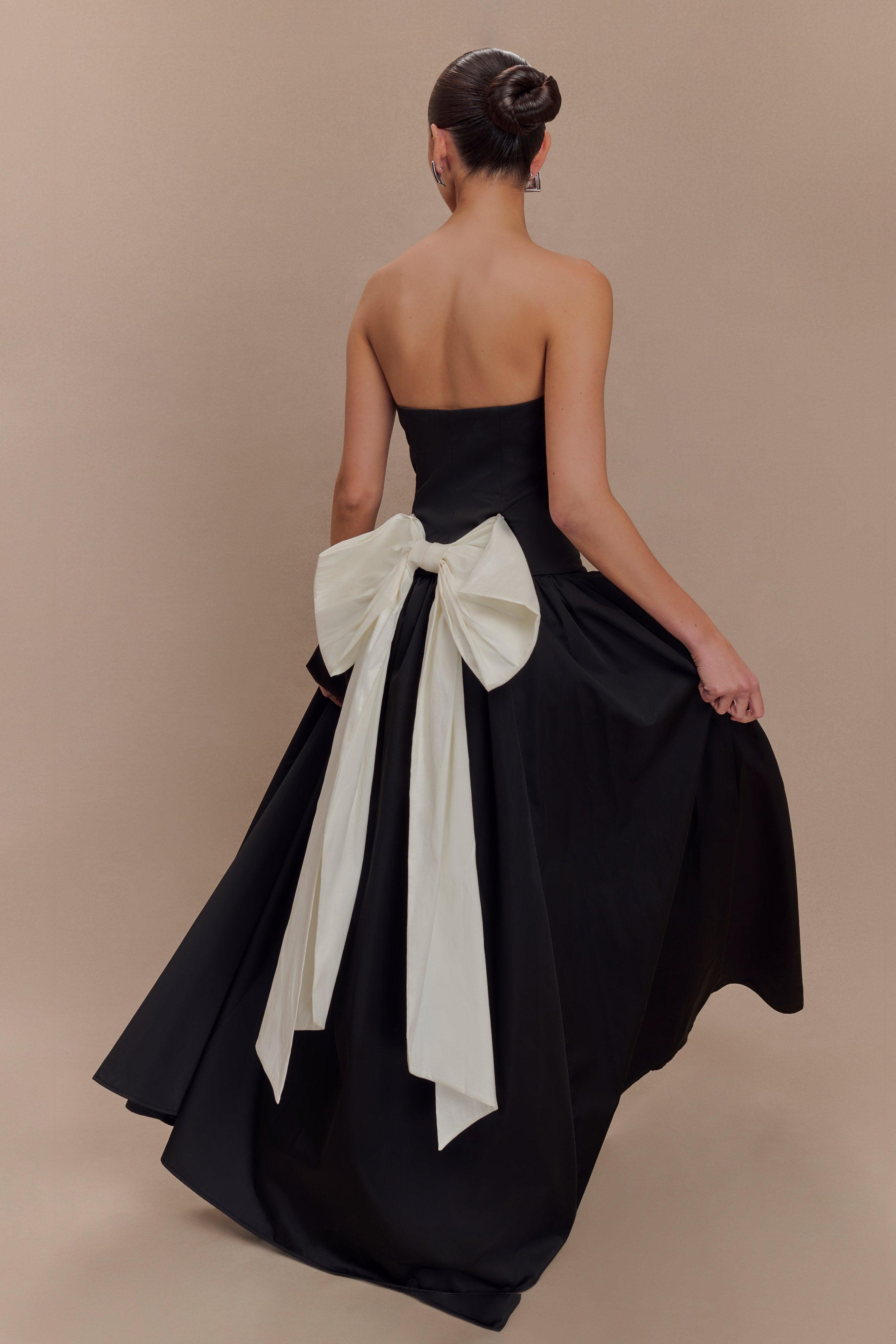 Frances Strapless Bow Maxi Dress - Black Product Image