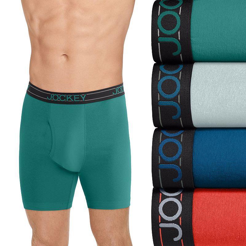 Mens Jockey 4-pack Lightweight Cotton Blend 7 Long Leg Boxer Briefs Red Product Image