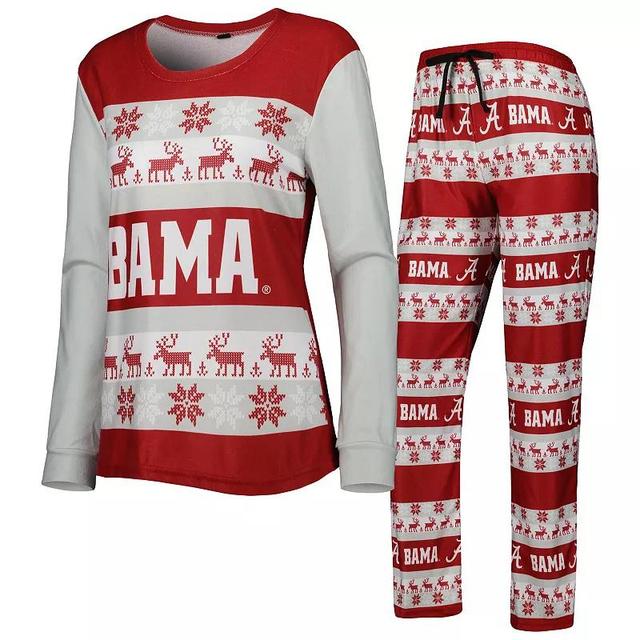 Womens FOCO Crimson Alabama Crimson Tide Ugly Long Sleeve T-Shirt & Pajama Pants Sleep Set Product Image