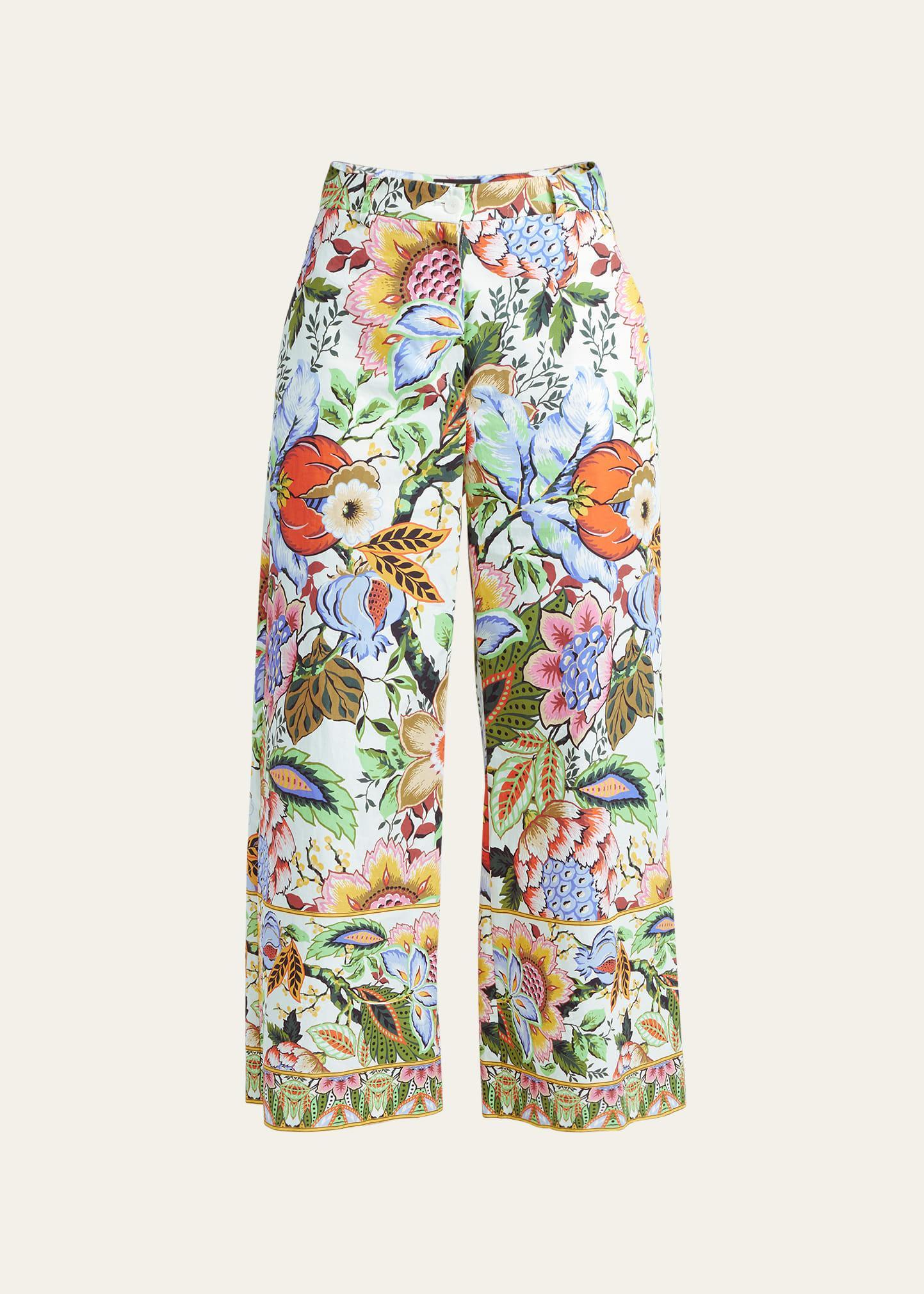 Tree of Life Cropped Cotton Wide-Leg Pants Product Image