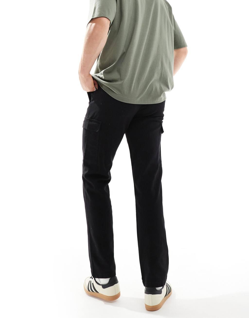 ONLY & SONS straight fit cargo in black Product Image