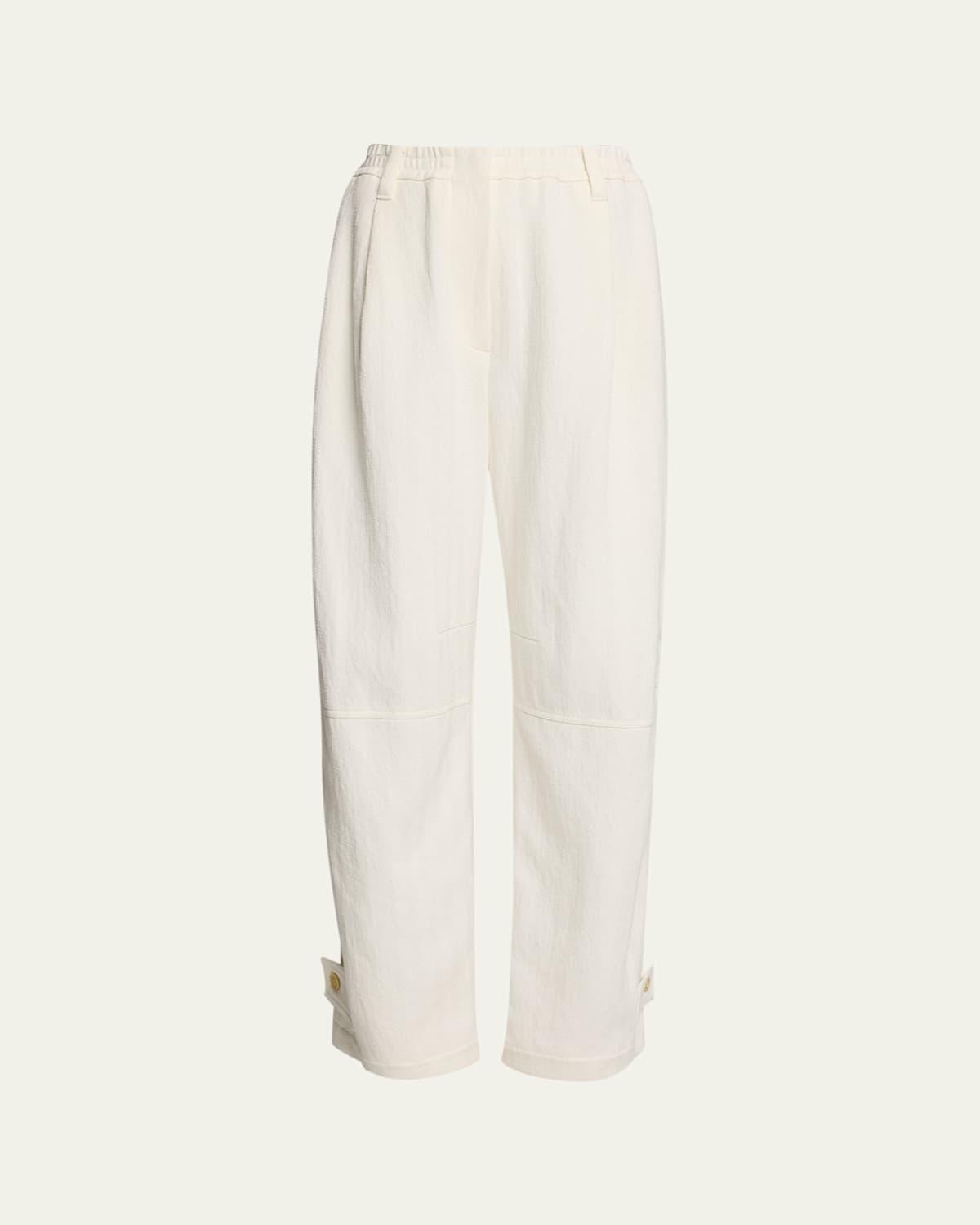 Womens Cotton And Linen Chevron Baggy Utility Trousers Product Image