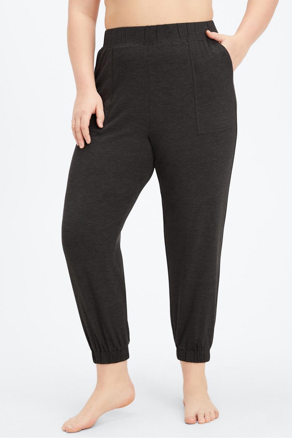 Fabletics RestoreKnit Tapered Lounge Pant Womens black Size L Product Image