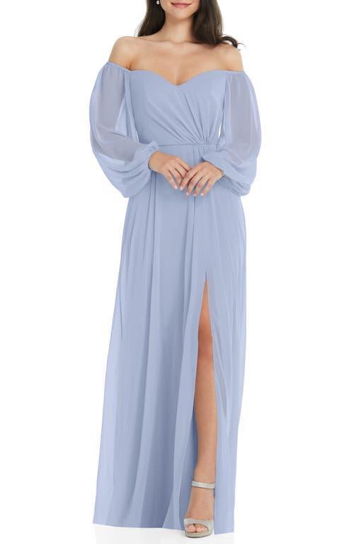 Dessy Collection Convertible Neck Long Sleeve Chiffon Gown Product Image