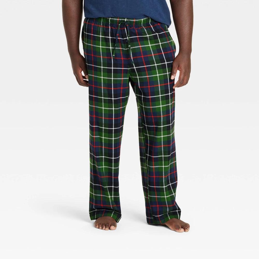 Mens Big & Tall Plaid Flannel Pajama Pants - Goodfellow & Co Green 3XL Product Image