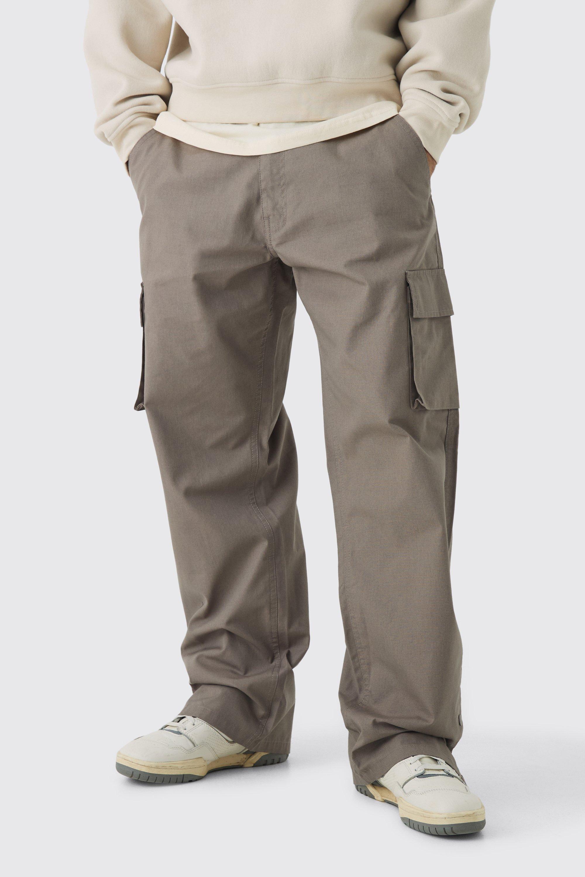 Relaxed Fit Ripstop Cargo Pants With Popper Hem | boohooMAN USA product image