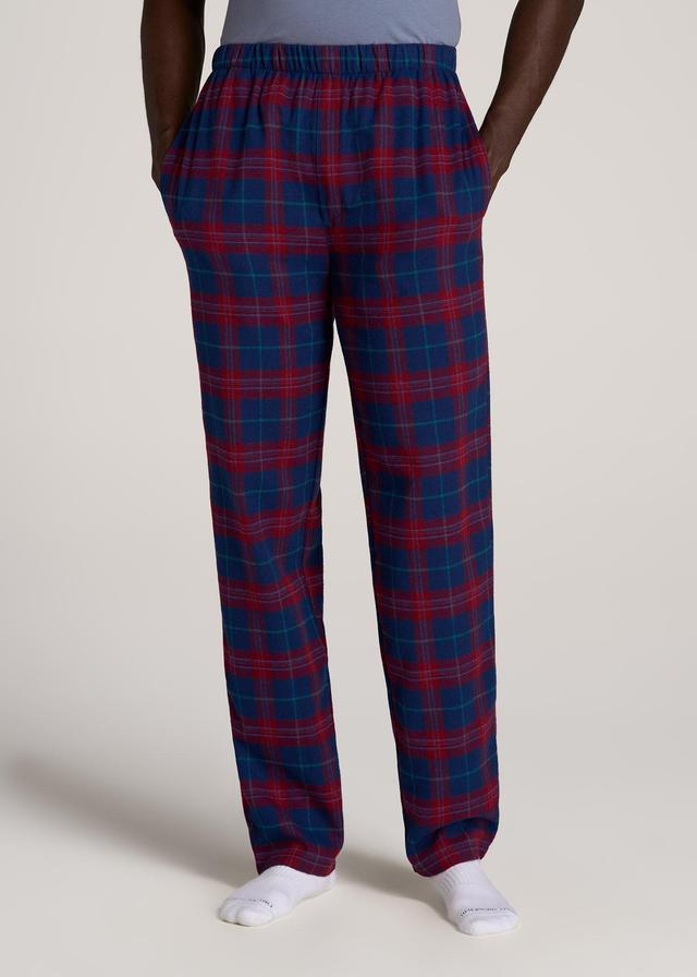 Plaid Pajama Pants for Tall Men in Blue and Red Tartan Product Image