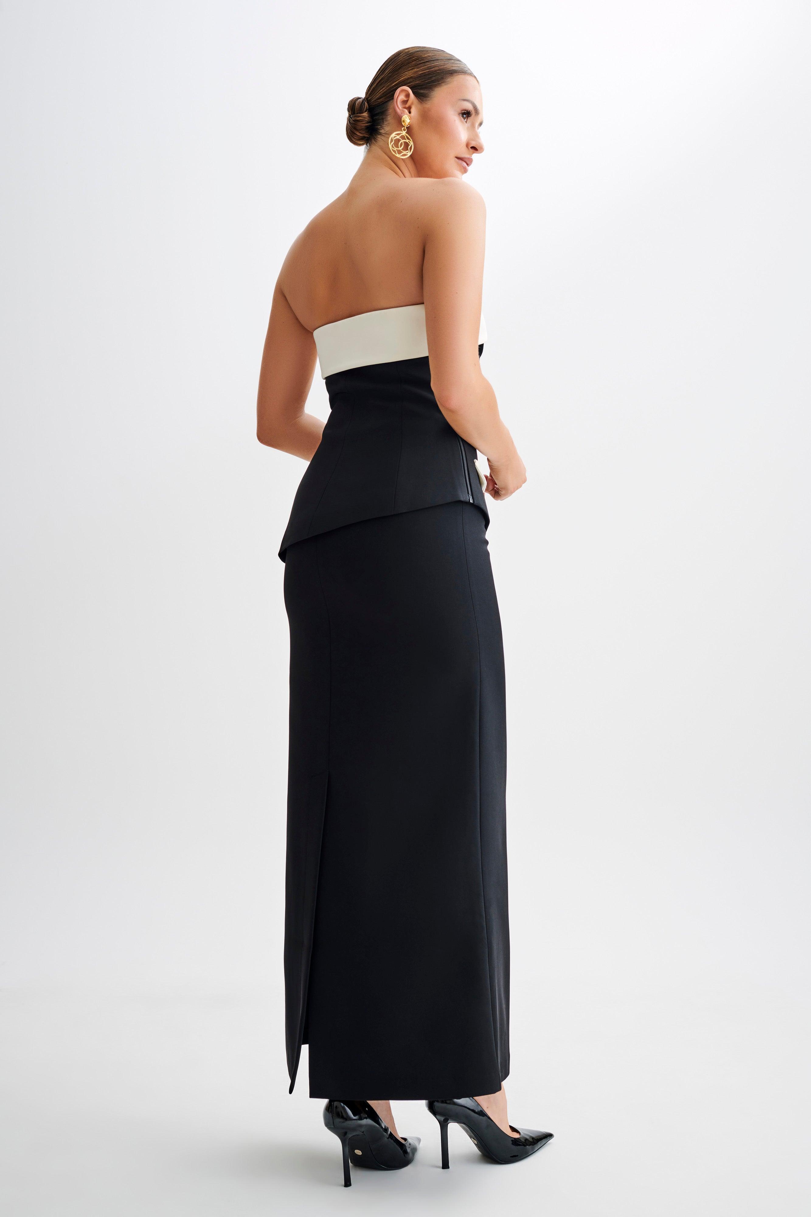 Micah Contrast Suiting Strapless Top - Black Product Image