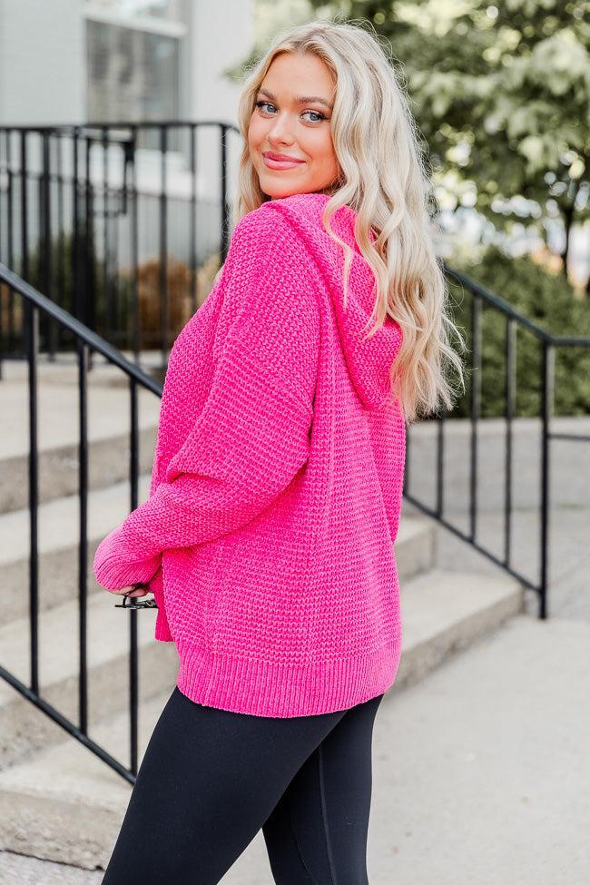 Found Your Love Hot Pink Chenille Oversized Hoodie Product Image